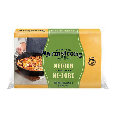 COM: ARMSTRONG Medium Yellow Cheddar Cheese Block 270 g - 12 x 270 Grams